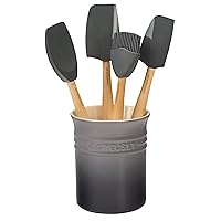 Le Creuset Silicone Craft Series Utensil Set with Stoneware Crock, Oyster, 5pc Le Creuset Silicone Craft Series Utensil Set with Stoneware Crock, Oyster, 5pc