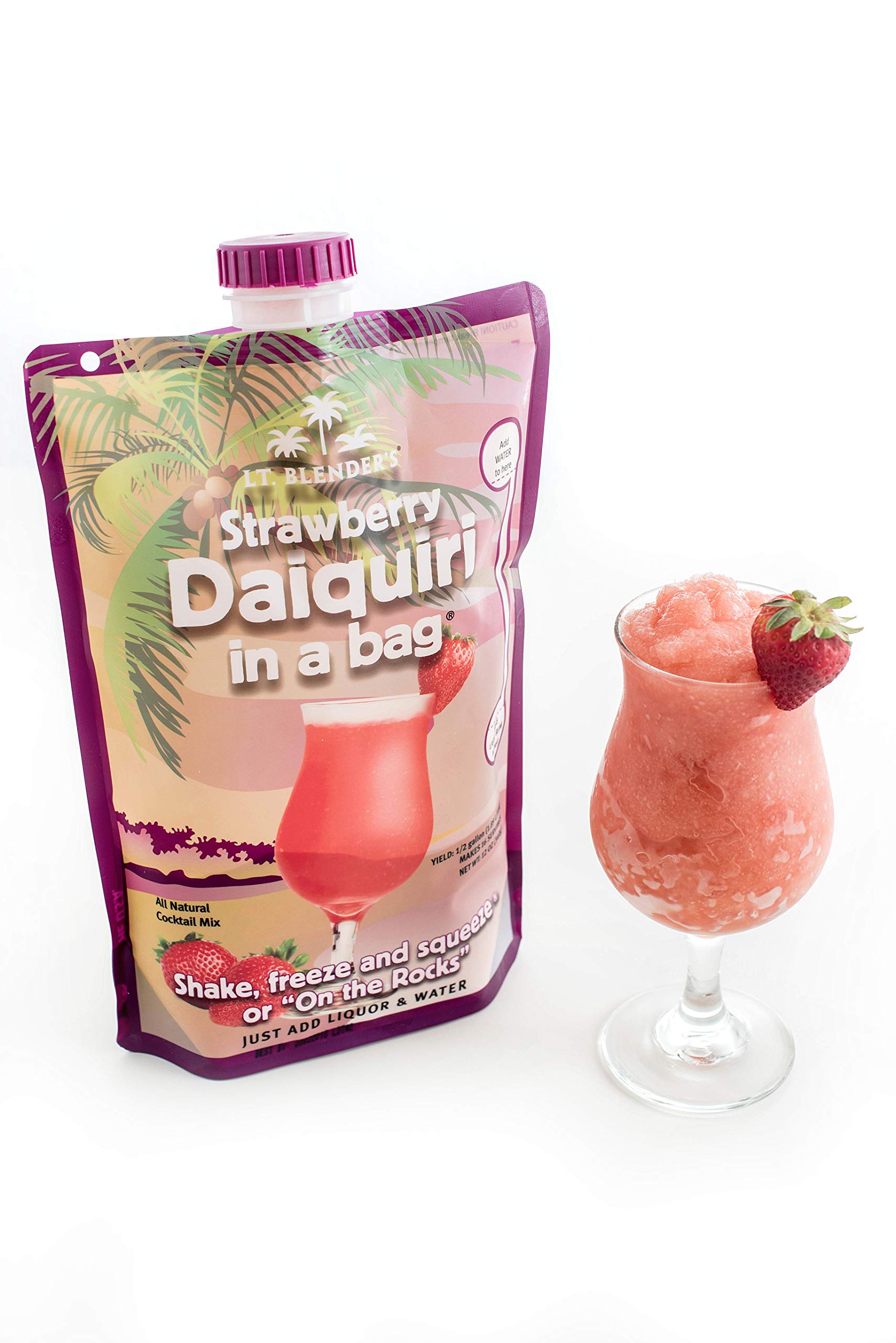 Lt. Blender's Strawberry Daiquiri in a Bag – Strawberry Daiquiri Mix - Each Bag Makes 1/2 Gallon of Frozen Strawberry Daiquiris – All Natural C...