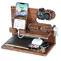 Gifts for Men, Gifts for Dad Husband Fathers Day from Daughter Son Kids Wife, Wood Phone Docking Station Nightstand Organizer, Birthday Gifts Ideas Boyfriend Anniversary Graduation for Him