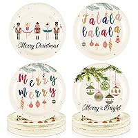 60 Pieces Merry Christmas Nutcracker Paper Plates Christmas Party Plates Disposable Plates Round Plates Xmas Dinner Plates Dinnerware for Christmas Party Supplies