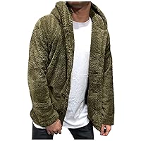 Winter Hoddies For Men Fuzzy Sherpa Jacket Hoodie Fluffy Fleece Button Down Open Front Cardigan Coat Outwear