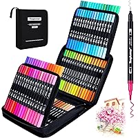 Tongfushop 100 Colors Dual Tip Brush Markers, Brush and Fineliner Coloring Brush Pens Set, Art Pen for Kids Adults Coloring Books, Christmas Cards Drawing, Lettering, Calligraphy, Journaling, Doodling