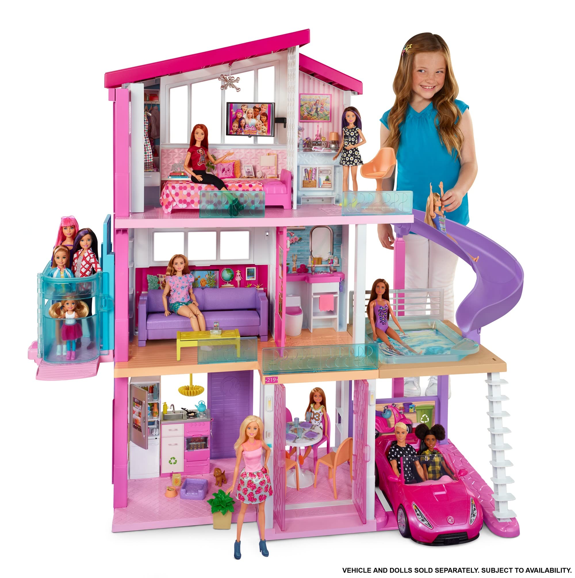 Barbie Dreamhouse, Doll House Playset with 70+ Accessories Including Transforming Furniture, Elevator, Slide, Lights & Sounds (Amazon Exclusive)