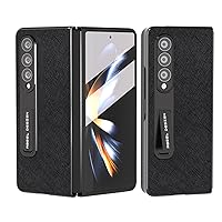 Genuine Case Compatible with Sumsung Galaxy Z Fold 4 Phone Case with Built-in Screen Protector Kickstand, Fashion Leather Case Back Cover Protective Phone Case Slim Case Anti-Drop Cover Shockproof pro