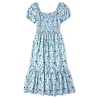 The Children's Place Women Mommy and Me Matching Short Sleeve Dresses, Whirlwind Blue Floral, Large