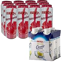 Watermelon Juice Drink, 16.57 Fl Oz (Pack of 12) + Iberia 100% Natural Coconut Water 11.1 Oz (Pack Of 4)
