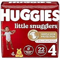 Huggies Size 4 Diapers, Little Snugglers Baby Diapers, Size 4 (22-37 lbs), 22 Count