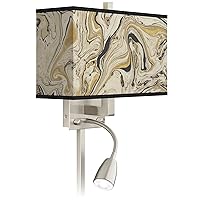 Venetian Marble LED Reading Light Plug-in Sconce with Print Shade