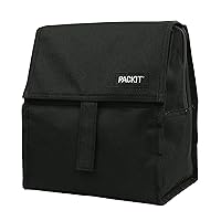 PackIt Freezable Lunch Bag, Black, Built with EcoFreeze Technology, Foldable, Reusable, Zip and Velcro Closure with Buckle Handle, Perfect for School and Office Lunches