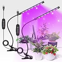 iPower 21 LED Grow Light with Full Spectrum for Indoor Plants,3 Light Modes&10 Dimmable Levels, Auto 6H/9H/12H Timer, 2 Pack,Red&Blue (1 Tube)