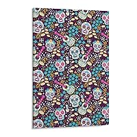 Sugar Skull Guitar Canvas Wall Art Hanging Painting Print Picture Artwork Vertical Posters FFor Living Room Bedroom Decoration