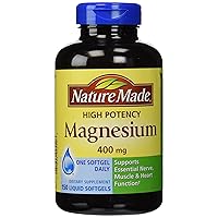 High Potency Magnesium 400 mg - 150 Liquid Softgels,(Pack of 2)