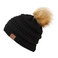 C.C Hatsandscarf Exclusives Unisex Solid Ribbed Beanie with Pom (HAT-43)