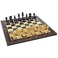 WE Games Russian Style Chess Set - Weighted Pieces & Black Stained Wood Board 15 in.