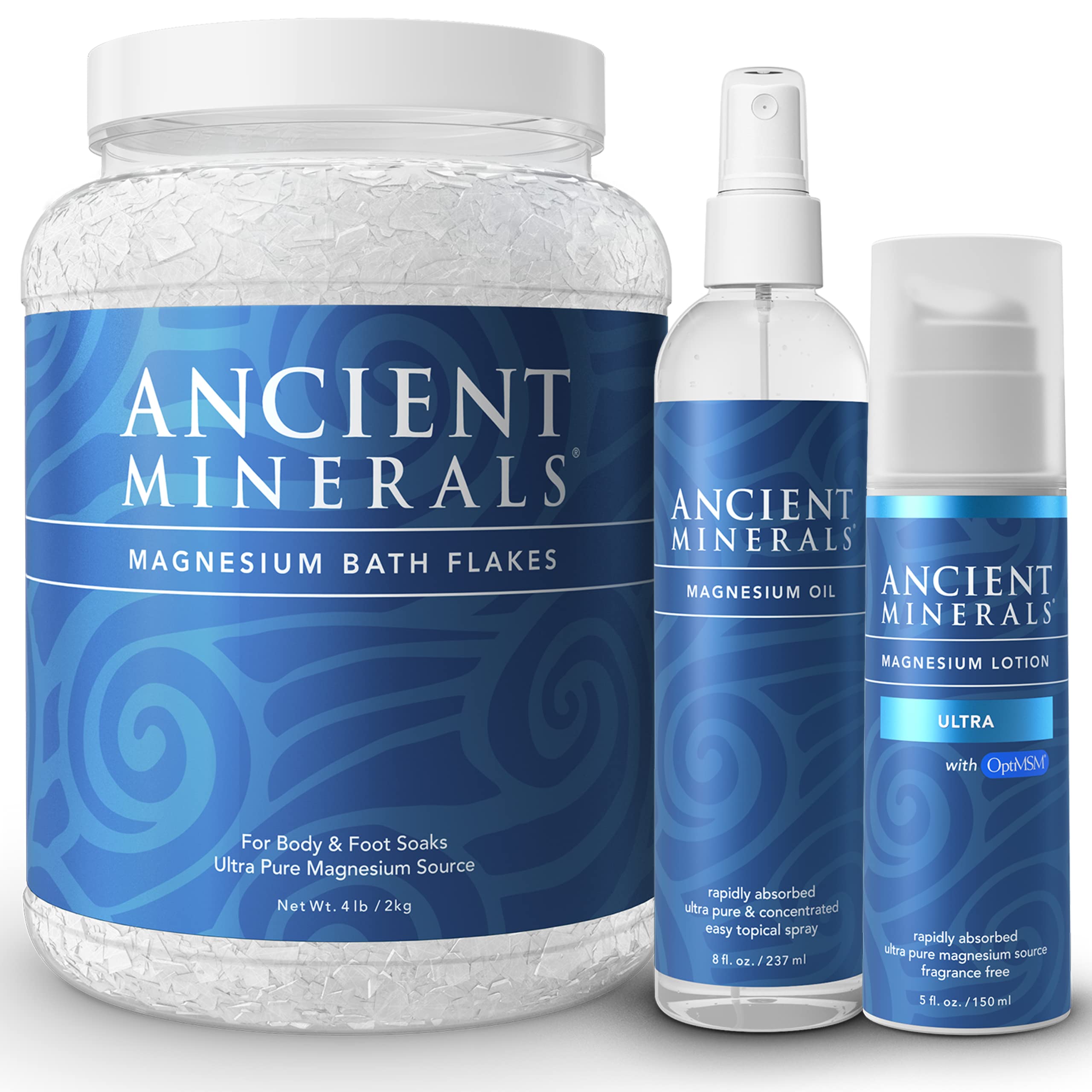 Ancient Minerals Magnesium Bath Flakes - Magnesium Oil Spray and Lotion Ultra with MSM - High-Absorption Efficiency for Relaxation, Wellness & Muscle Relief