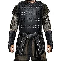 HiiFeuer Medieval Studded Leather Armor with Thigh Armor and Mercenary Arm Guards, Retro Faux Leather Costume for LARP& Ren Faire