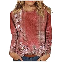 Graphic Blouses for Women Plus Size Long Sleeve Tops Casual Loose T Shirts Dressy Holiday Clothes Hawaiian Trendy Outfit