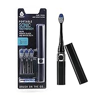 Pursonic Portable Sonic Toothbrush Battery Operated, Battery Included, 3 Brush Heads Included, 22,000 Strokes Per Minute, Brush On The Go