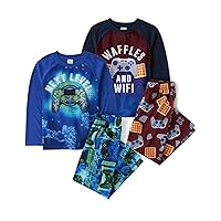 The Children's Place Boys' Long Sleeve Top and Pants 4 Piece Pajama Set