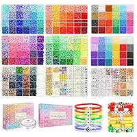 38,000 Pcs Clay Beads and Seed Beads Bracelet Making Kit, 9 Boxes Friendship Bracelet Kit with Charms Strings Craft Gift for Adults Teens Toys