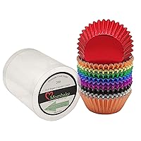 Standard Metallic Foil Cupcake Liners Paper Baking Cups in Assorted 10 Bright Colors, 200-Count