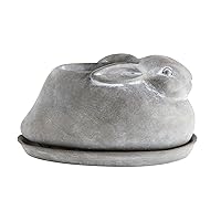 Creative Co-Op Cement Rabbit Planter with Saucer (Set of 2 Pieces)