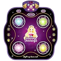 KIZJORYA Dance Mat for Kids, Electronic Dance Mat with Wireless Bluetooth for Children Ages 3-12, Light Up Dance Game Music Pad with 9 Levels, Birthday Gifts Toys for 4-8 8-12 Years Old Girls