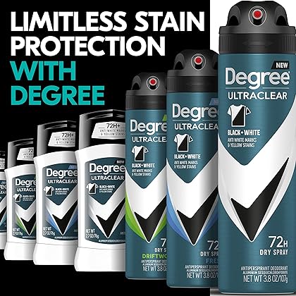 Degree Men UltraClear Antiperspirant Deodorant Black + White 72-Hour Sweat & Odor Protection Antiperspirant For Men With MotionSense Technology 2.7 Ounce (Pack of 4)