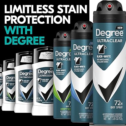 Degree Men UltraClear Antiperspirant Deodorant Black + White 4 count 72-Hour Sweat & Odor Protection Antiperspirant For Men With MotionSense Technology 2.70 Ounce (Pack of 4)