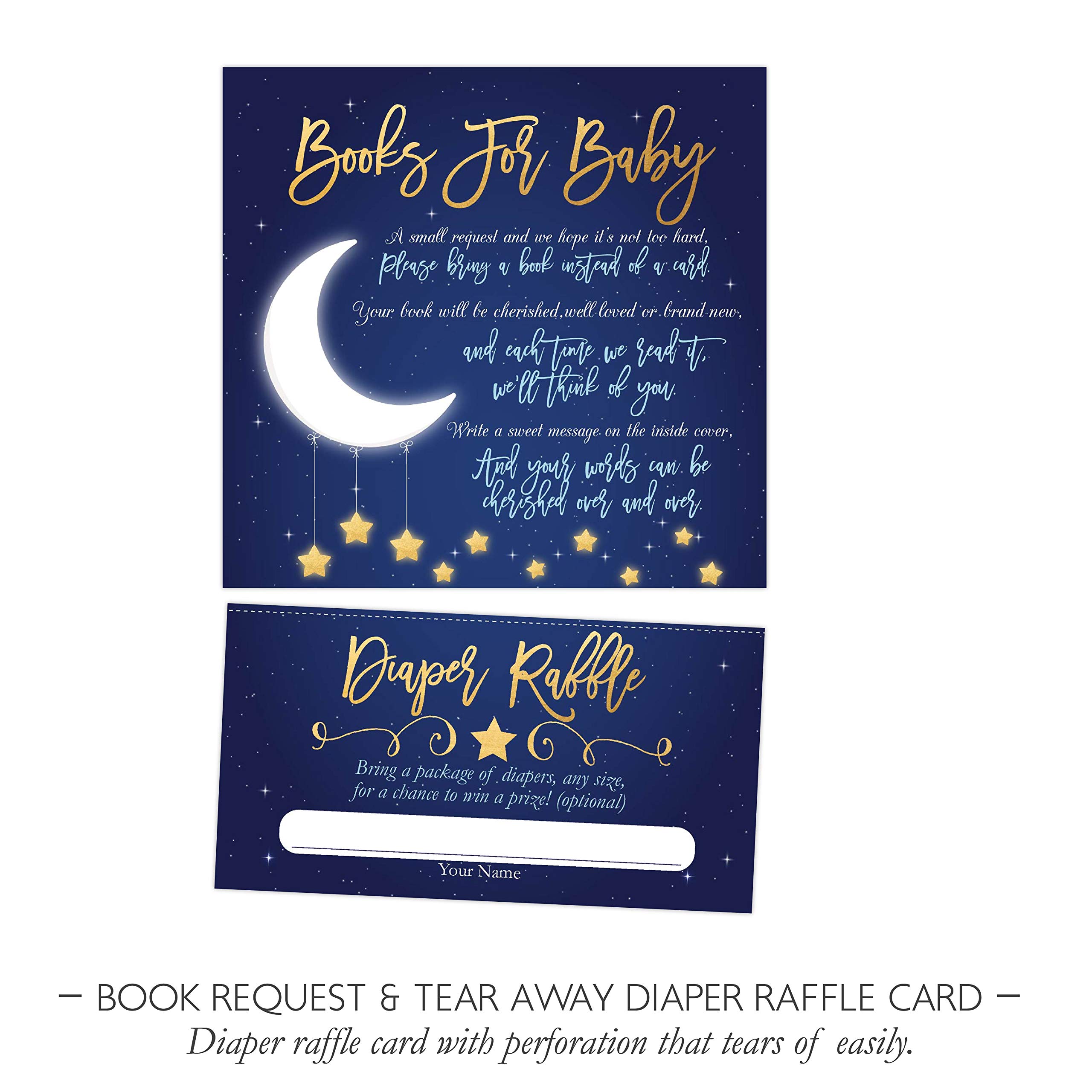 Your Main Event Prints Baby Shower Invitations with Book Request and Diaper Raffle Card, Love You To The Moon and Back, Twinkle Star Baby Sprinkle, 20 Fill in Invites and Envelopes