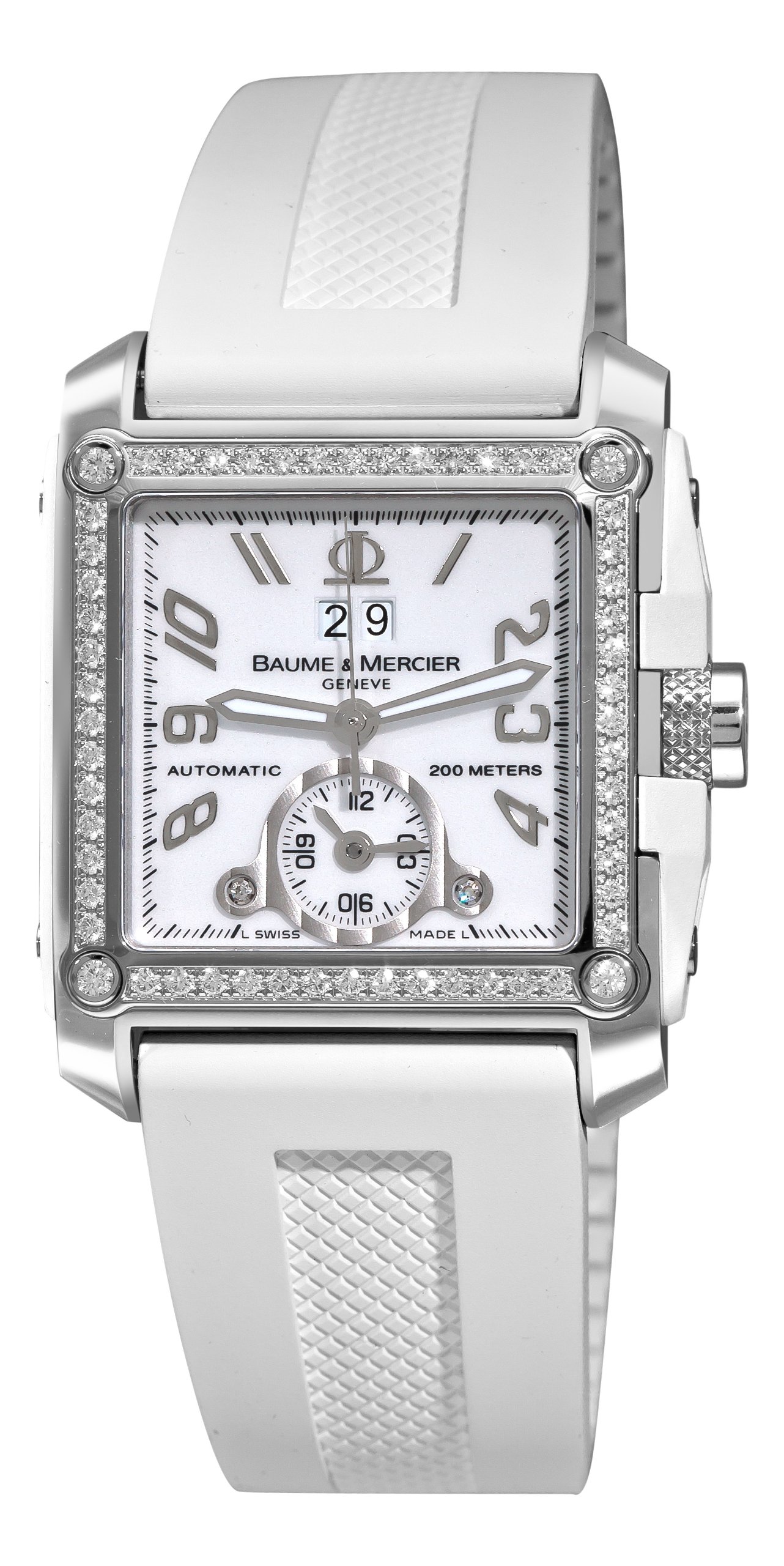 Baume & Mercier Men's A8842 Hampton Square White Dial Diamond Watch