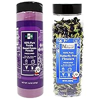 NPG 100% Pure Purple Sweet Potato Powder 16oz and Blue Butterfly Pea Flower 2oz