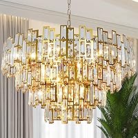 Gold Crystal Chandelier Lighting Foyer Hall Entry Way Chandeliers Light Fixture for High Ceiling Sloped Pendant Hanging French Empire Style Round Large