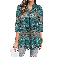 BEPEI Womens Tops Dressy Casual 3/4 Sleeve Blouses V Neck Business Work Shirts