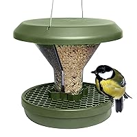 Bird Feeder Davos Smart Birds. Feed Birds, not Mice & Rodents! Robust & Reliable for Hanging. Dual Food Chambers. Made in EU. Green
