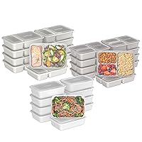 Bentgo® Prep 60-Piece Meal Prep Kit - Reusable Food Containers 1-Compartment, 2-Compartment, & 3-Compartments for Healthy Eating - Microwave, Freezer, & Dishwasher Safe (White Stone)