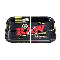 RAW Gold and Black Metal Rolling Tray - Limited Edition - 11'' x 7'' Size