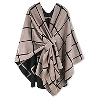 RanRui Fashion double sided Open Front Poncho Cape Travel Plaid Poncho and wraps