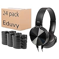 Bulk Headphones for Classroom, 24 Pack Durable School Wired Headphones for Students. Teacher Must Haves Supplies from Elementary to College (Black)