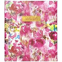 C.R. Gibson Floral Watercolor Refillable 6-Ring Address Book, 440 Entries, 6.5