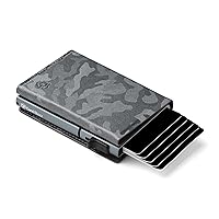 Conceal Plus Card Blocr Credit Card Wallet RFID Blocking Slim Minimalist Card Holder (Gray PU Camo & Titanium Metal)
