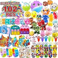 102 PCS Premium Party Favors Toys for Kids,Assortment Mini Pop Fidget it Toys for All Ages Kids,Classroom prizes,Treasure Chest,Prize Box Toys, Goody Bag Fillers,Carnival Prizes for Boys Girls 4-10