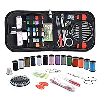 Sewing KIT, DIY Sewing Supplies with Sewing Accessories, Portable Mini Sewing Kit for Beginner, Traveller and Emergency Clothing Fixes, with Premium Black Carrying Case (Black)