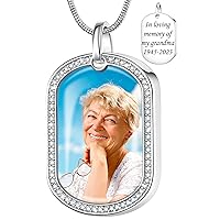 Fanery sue Personalized Ashes Necklace for Women Men Custom Engraving Photo & Text Cremation Jewelry Urn Necklace for Ashes Memorial Keepsake for Loss Loved One