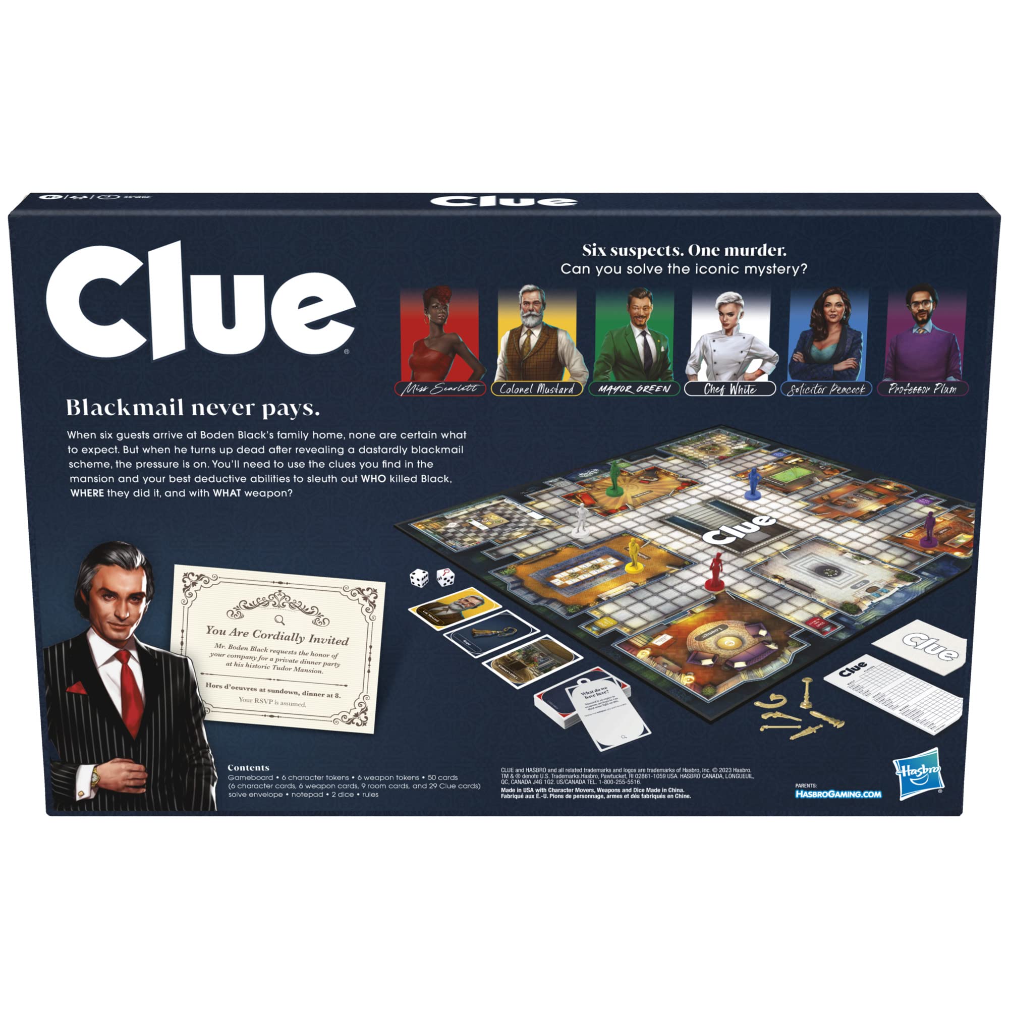 Hasbro Gaming Clue Board Game for Kids Ages 8 and Up, Reimagined Clue Game for 2-6 Players, Mystery Games, Detective Games, Family Games for Kids and Adults
