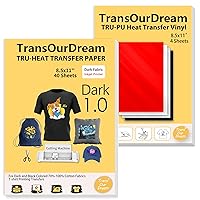 TransOurDream Tru-Heat Iron on Transfer Paper for Dark Fabric (40 Sheets, 8.5x11