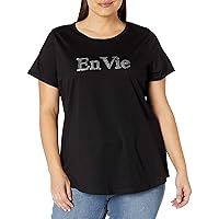 City Chic Women's Apparel Women's Plus Size Relaxed Tee with Sparkle Slogan Front