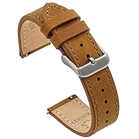 Benchmark Basics Quick Release Leather Watch Band - Crazy Horse Oiled Leather Watch Strap - Choice of Color & Width - 18mm, 20mm or 22mm