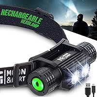 Ultra Bright LED Rechargeable Headlamp - 1000 Lumen Headlamp Rechargeable high Capacity 2000 MAH Batteries - Camping, Running, Fishing, Hiking Head Lights for Forehead (6 Unique Modes)