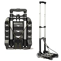 Folding Luggage Cart - Lightweight Aluminum Collapsible and Portable Fold Up Dolly for Travel, Moving and Office Use (Black)